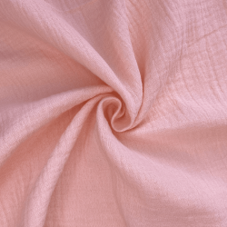 Ткань Муслин Жатый, цвет Нежно-Розовый (на отрез)  в Йошкар-Оле